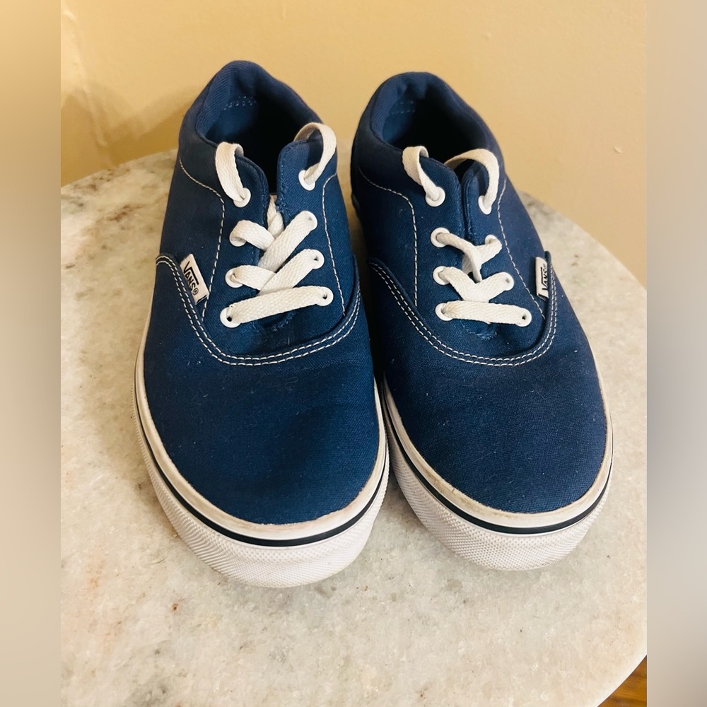 Vans Blue Canvas Sneakers Kids Youth Size 4Y Good Used Condition